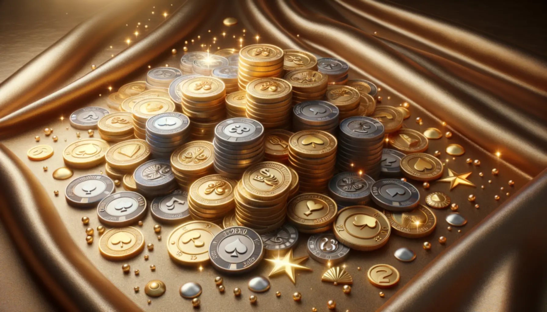Gold and silver coins representing achievements and rewards
