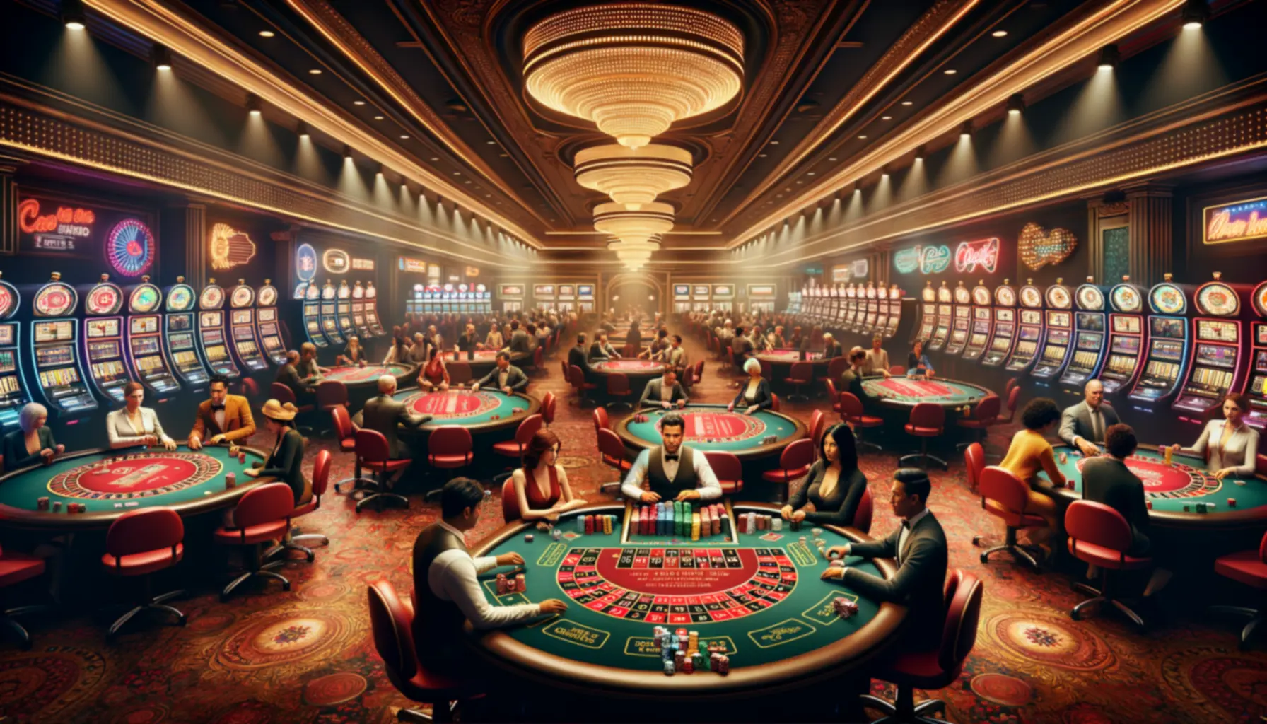 Casino gaming tables and slot machines